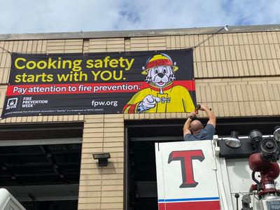 Fire Department Fire Safety Banner on Firehouse